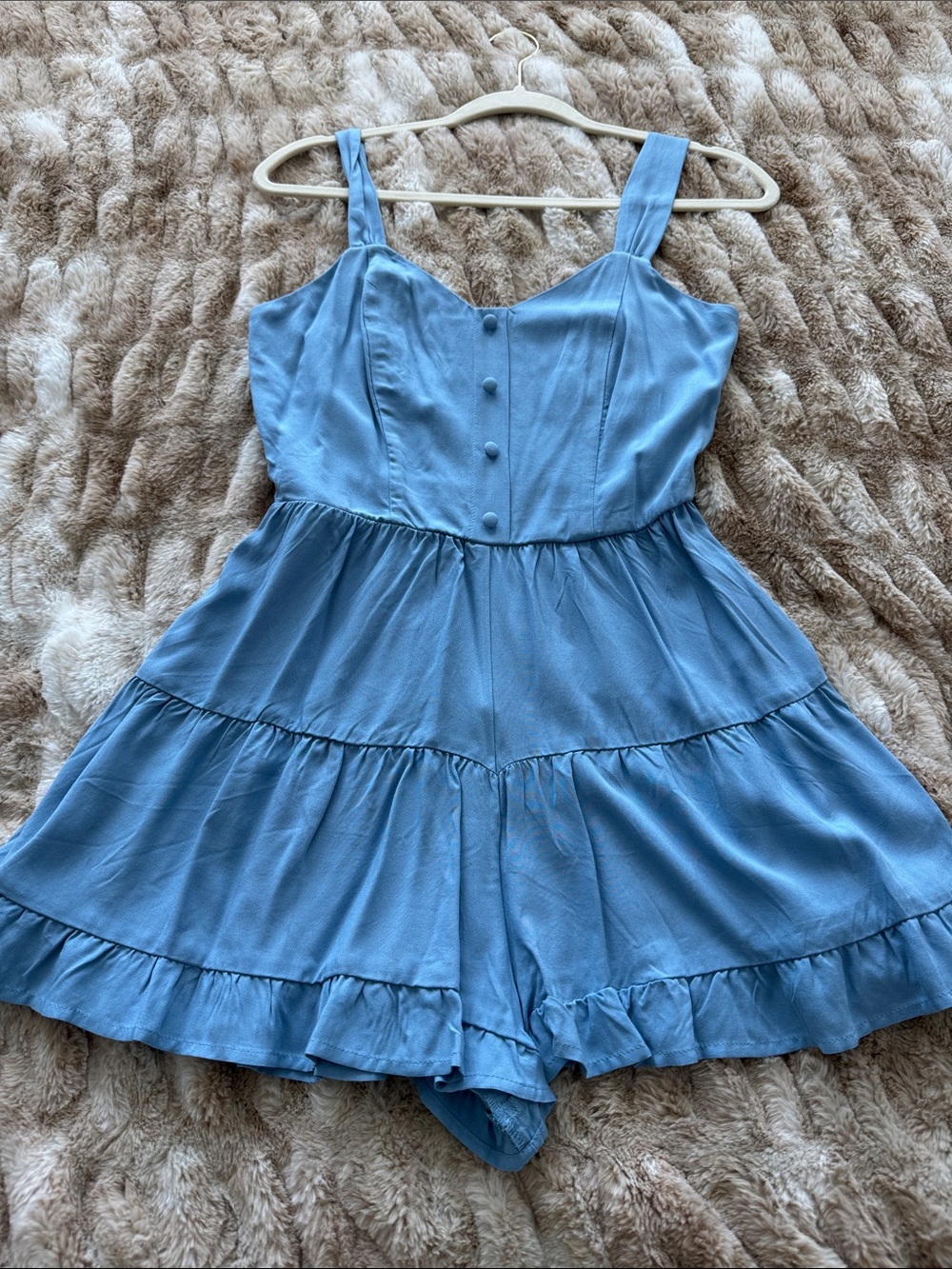 Blue Tiered Ruffle One-Piece Romper